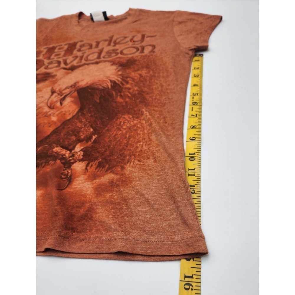 Harley-Davidson Womens Eagle Graphic T-Shirt Orange Acid Wash Tacoma WA Large - Picture 15 of 16